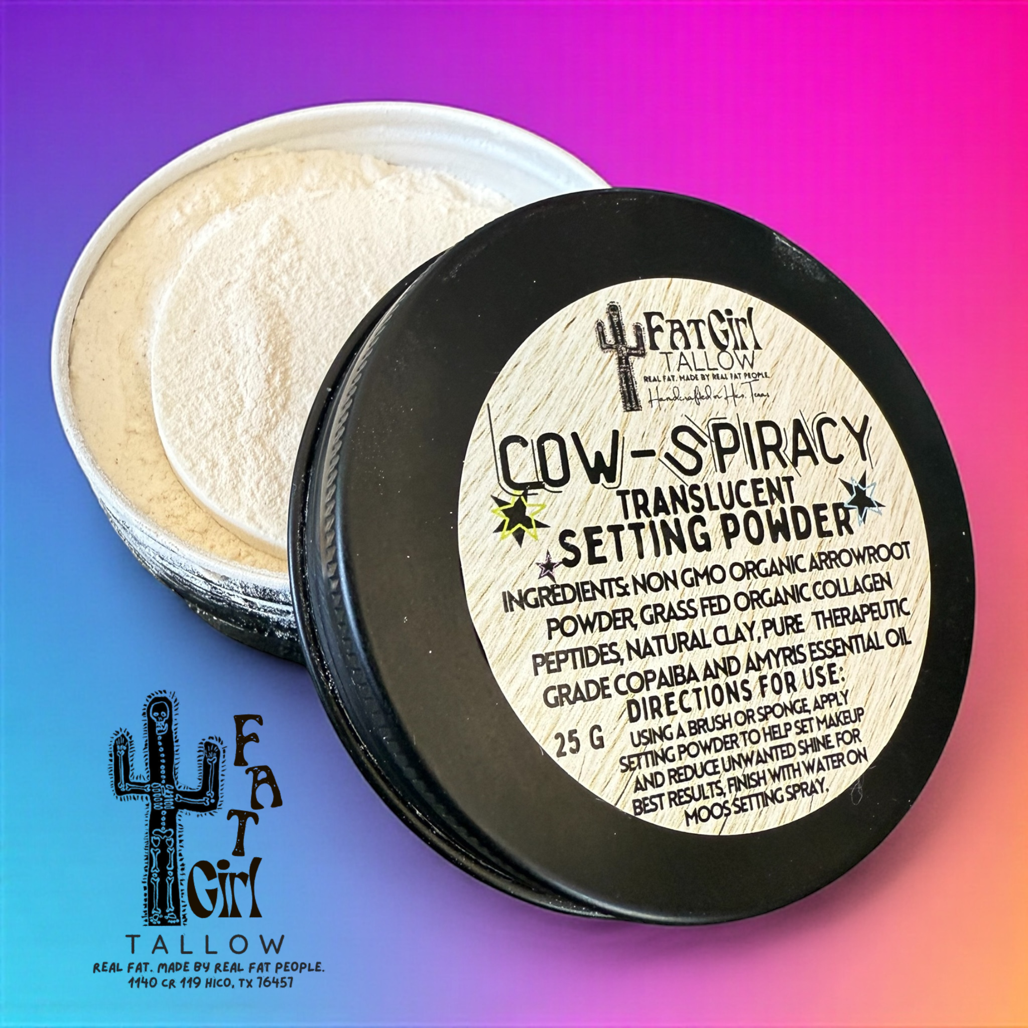 Cow-Spiracy Translucent Setting Powder – Fat Girl Tallow