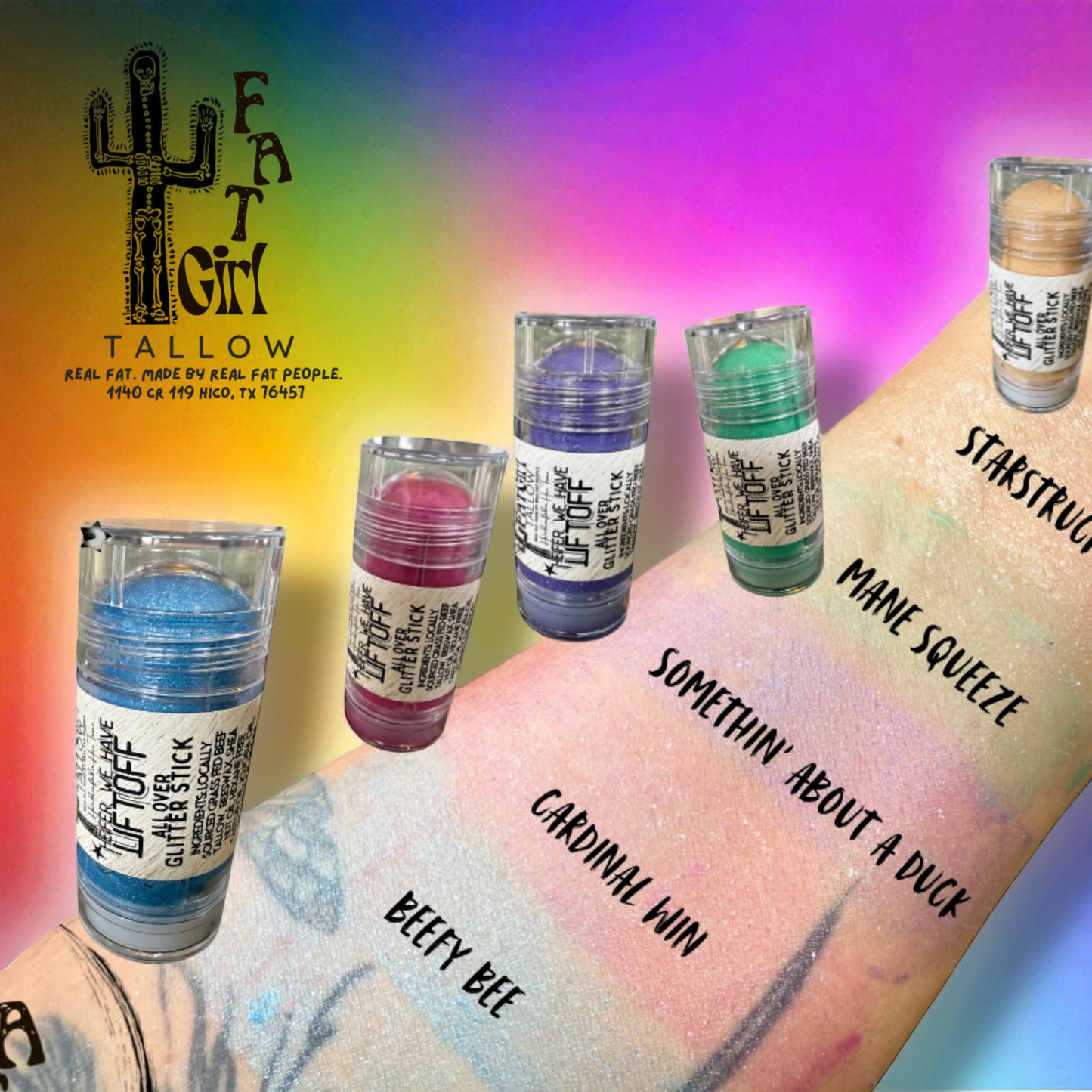 Heifer, We Have Liftoff- all over glitter stick